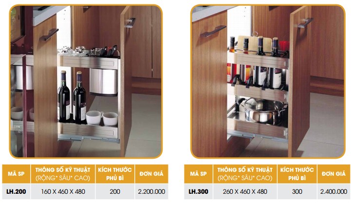 Giá gia vị hình hộp luxury kitchen