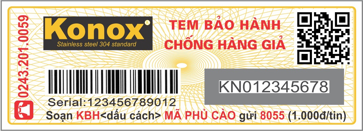 tem chính hãng chậu rửa bát Konox