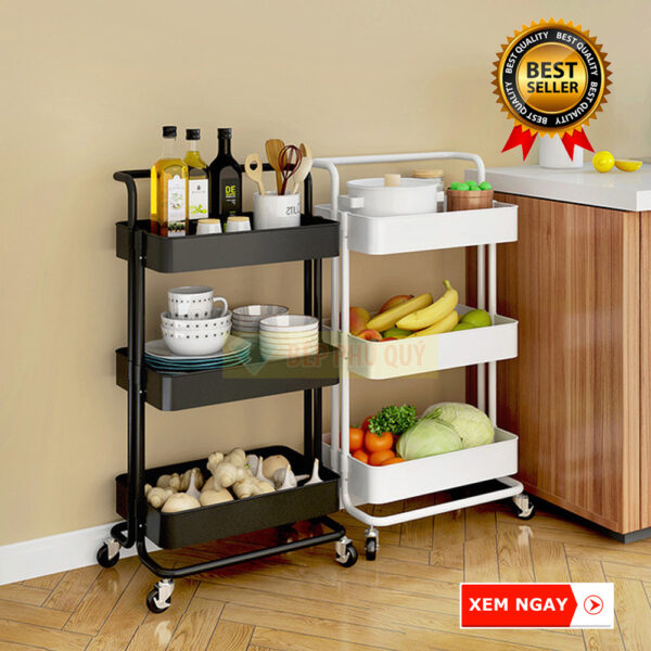 (Free Ship) Kệ đựng để đồ đa năng có bánh xe 3 tầng ☆☆☆