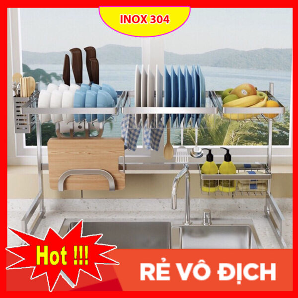 (Free Ship) Kệ giá để đồ trên chậu rửa bát đa chức năng inox 304 【Best Sale】